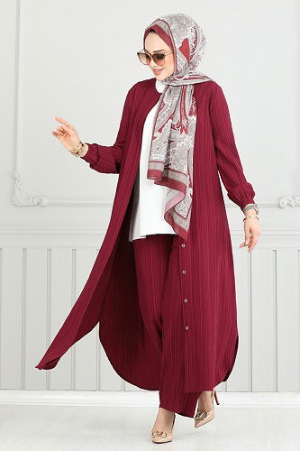 moda selvim طقم خمري 5676EDF311 - Thumbnail