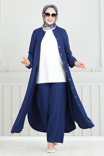 moda selvim طقم كحلي 5676EDF311 - Thumbnail