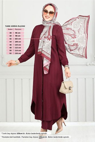 moda selvim Combined 5676END900-M Burgundy - Thumbnail
