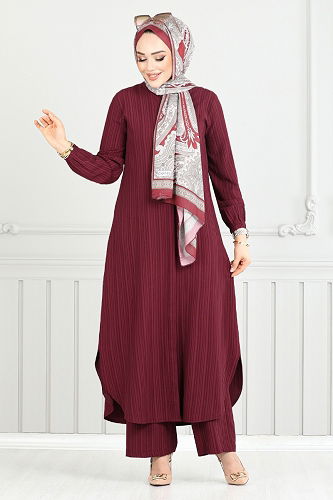 moda selvim طقم خمري 5676END900-M - Thumbnail