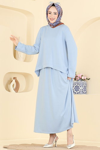 moda selvim طقم أزرق فاتح 5677ZNNK1102 - Thumbnail
