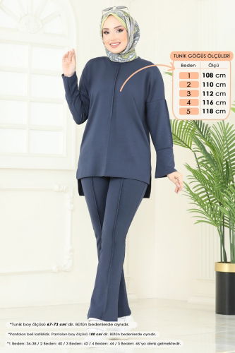 moda selvim طقم رمادي غامق 5689ZNK1009 - Thumbnail