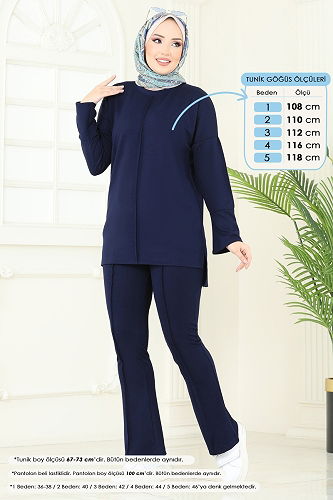 moda selvim طقم كحلي 5689ZNK1009 - Thumbnail