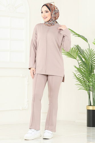 moda selvim طقم بيج 5689ZNK1009 - Thumbnail