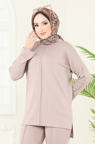 moda selvim طقم بيج 5689ZNK1009 - Thumbnail