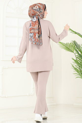 moda selvim طقم بيج 5689ZNK1009 - Thumbnail