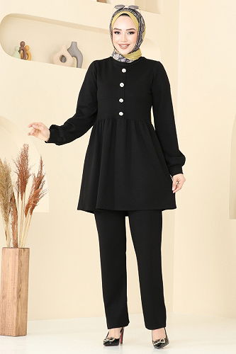 moda selvim طقم أسود 5702ZNK1009 - Thumbnail