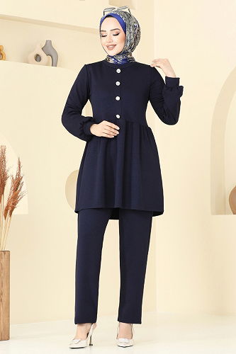 moda selvim طقم كحلي 5702ZNK1009 - Thumbnail