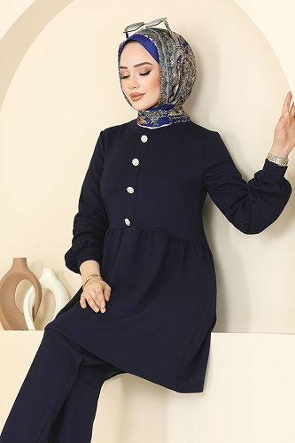 moda selvim طقم كحلي 5702ZNK1009 - Thumbnail