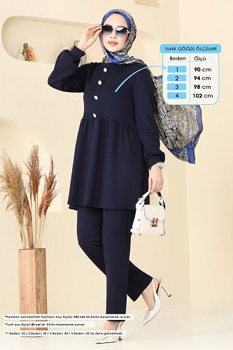 moda selvim طقم كحلي 5702ZNK1009 - Thumbnail