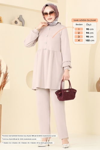 moda selvim طقم بيج 5702ZNK1009 - Thumbnail