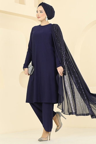 moda selvim طقم كحلي 5706EDFK1198 - Thumbnail