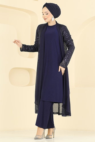 moda selvim طقم كحلي 5706EDFK1198 - Thumbnail