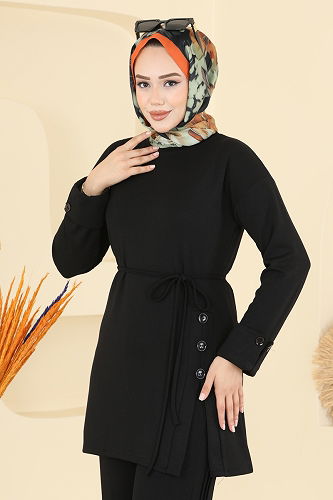 moda selvim طقم أسود 5712ZNK1009 - Thumbnail