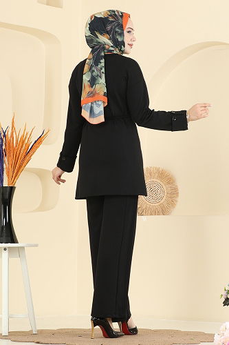 moda selvim طقم أسود 5712ZNK1009 - Thumbnail