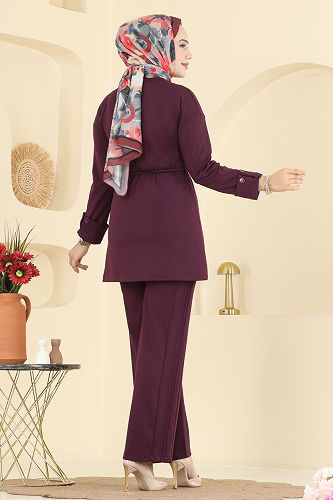 moda selvim طقم خمري 5712ZNK1009 - Thumbnail