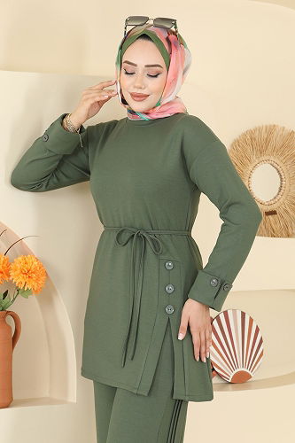 moda selvim طقم اخضر عفني 5712ZNK1009 - Thumbnail