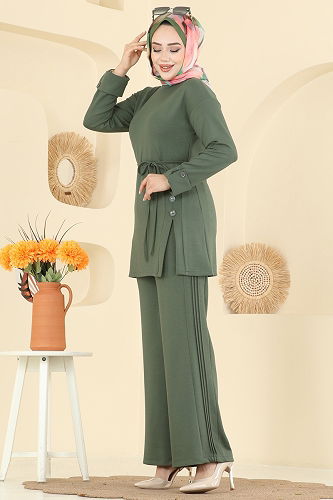 moda selvim طقم اخضر عفني 5712ZNK1009 - Thumbnail