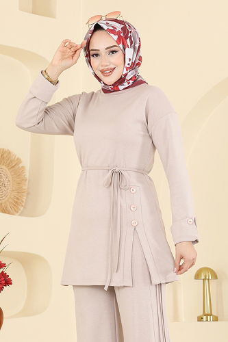 moda selvim طقم بيج 5712ZNK1009 - Thumbnail