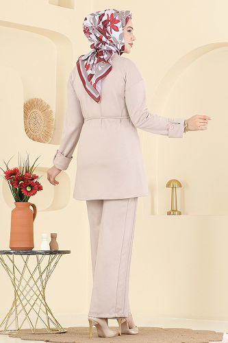 moda selvim طقم بيج 5712ZNK1009 - Thumbnail