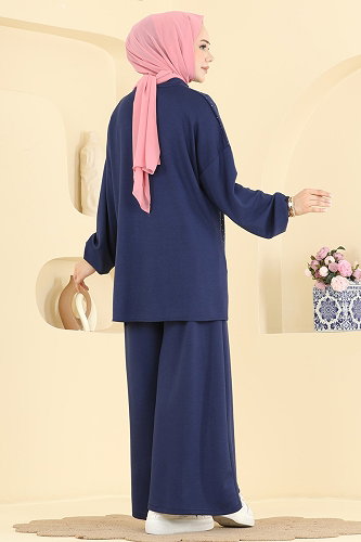 moda selvim طقم كحلي 5736ZNK1009 - Thumbnail