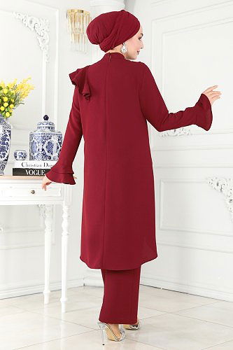 moda selvim طقم خمري 5775AB368 - Thumbnail