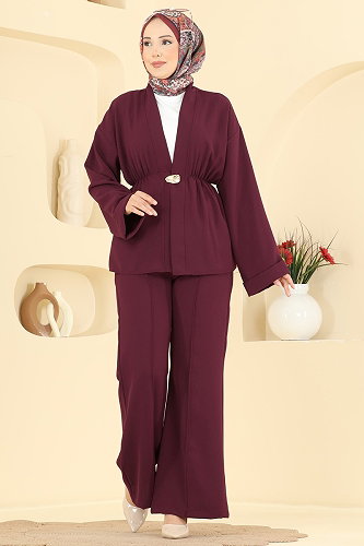 moda selvim طقم خمري 5828EDFK1198 - Thumbnail