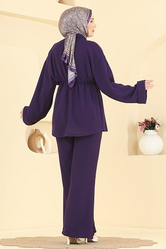 moda selvim طقم أرجواني 5828EDFK1198 - Thumbnail