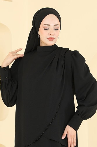 moda selvim طقم أسود 5829EDFK1198 - Thumbnail