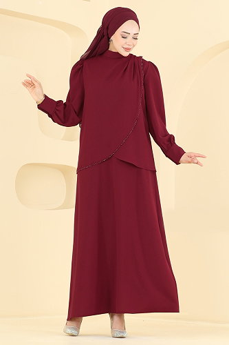 moda selvim Combined 5829EDFK1198 Burgundy - Thumbnail