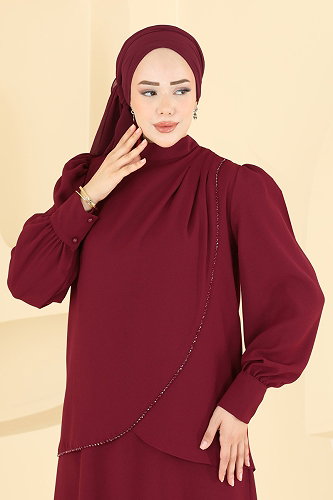 moda selvim طقم خمري 5829EDFK1198 - Thumbnail