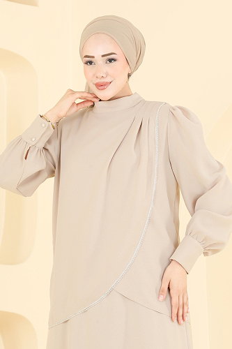 moda selvim طقم بيج 5829EDFK1198 - Thumbnail
