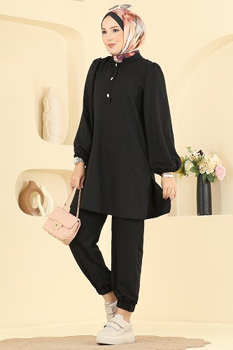 moda selvim طقم أسود 5830EDFK1198 - Thumbnail