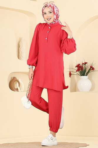 moda selvim طقم احمر 5830EDFK1198 - Thumbnail