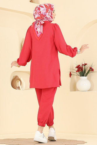 moda selvim طقم احمر 5830EDFK1198 - Thumbnail