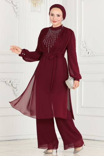 moda selvim Combined 5888AB368 Burgundy - Thumbnail