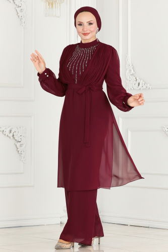 moda selvim Combined 5888AB368 Burgundy - Thumbnail