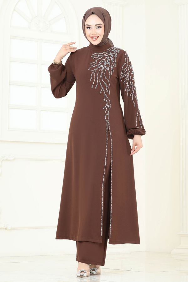 Modaselvim الاطقم طقم بني 5957AB368