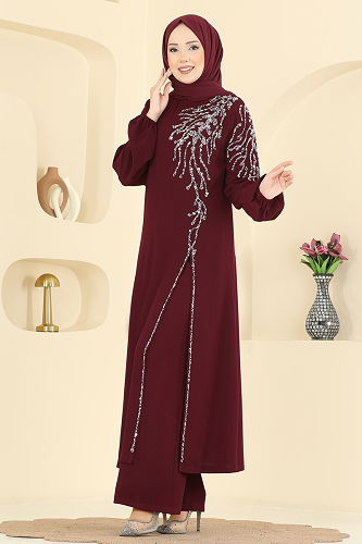 moda selvim Combined 5957AB368 Burgundy - Thumbnail