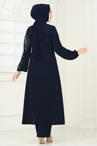 moda selvim طقم كحلي غامق 5957AB368 - Thumbnail