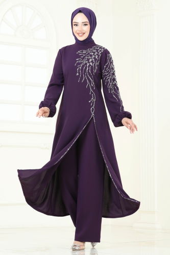 moda selvim طقم أرجواني 5957AB368 - Thumbnail