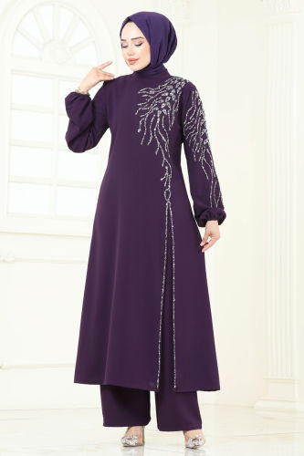 moda selvim طقم أرجواني 5957AB368 - Thumbnail