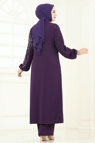 moda selvim طقم أرجواني 5957AB368 - Thumbnail