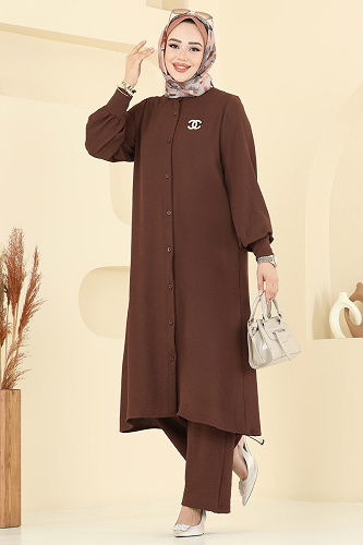 moda selvim طقم بني 6011UZ662 - Thumbnail