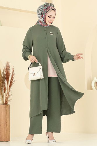 moda selvim طقم اخضر عفني 6011UZ662 - Thumbnail