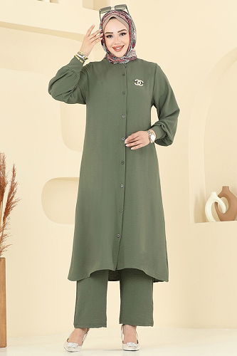 moda selvim طقم اخضر عفني 6011UZ662 - Thumbnail