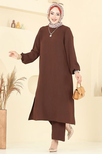 moda selvim طقم بني 6012UZ662 - Thumbnail