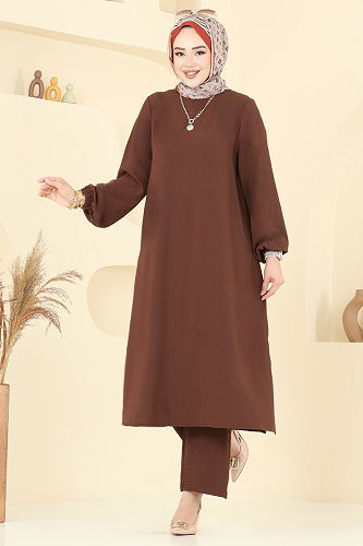 moda selvim طقم بني 6012UZ662 - Thumbnail