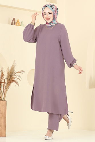 moda selvim طقم ليلكي غامق 6012UZ662 - Thumbnail