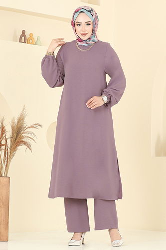 moda selvim طقم ليلكي غامق 6012UZ662 - Thumbnail